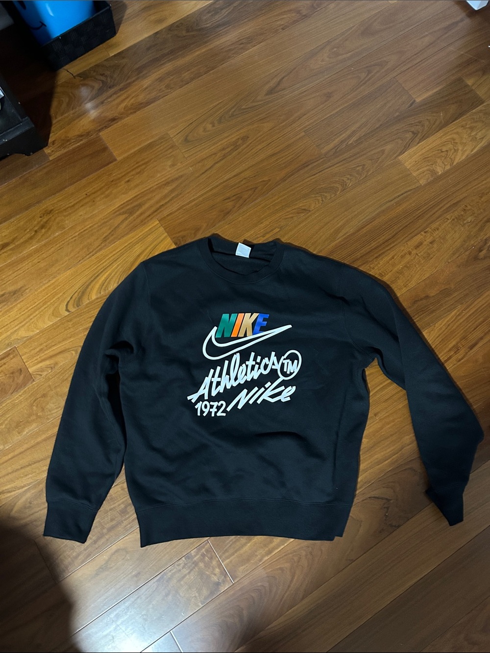 Nike Black Crewneck Sweatshirt with Multicolor Logo
